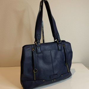 ROSETTI Navy Blue Purse Handbag With 3 Cavities for Organization FAUX LEATHER